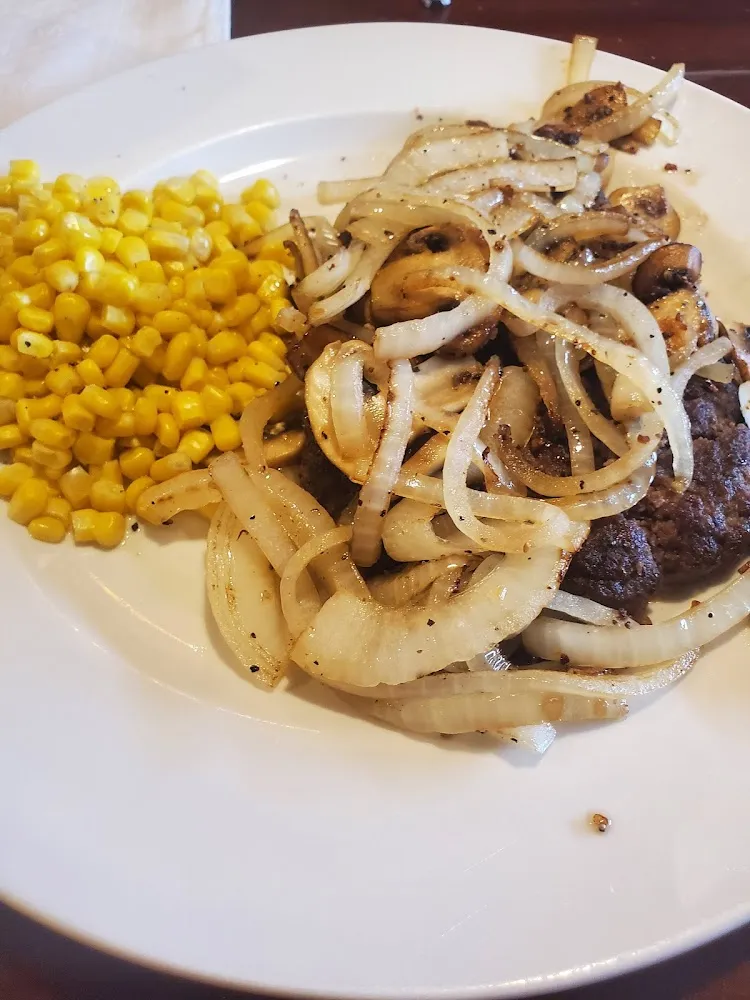 12 Oz Chopped Ground Beef Sirloin Steak 16 Topped with Grilled Mushrooms and Onions